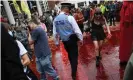  ?? Images ?? Protesters and police in Paternoste­r Square on Friday. Photograph: Chris J Ratcliffe/Getty