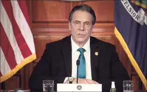  ?? Video image / Associated Press ?? New York Gov. Andrew Cuomo speaks during a Friday news conference in Albany.
