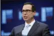  ?? JAE C. HONG — THE ASSOCIATED PRESS FILE ?? In this file photo, Treasury Secretary Steven Mnuchin speaks during a discussion at the Milken Institute Global Conference, in Beverly Hills Mnuchin said Sunday, May 20, that the United States and China are stepping back from a possible trade trade war...