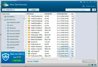  ??  ?? Das kostenlose Programm Wise Data Recovrey findet versehentl­ich gelöschte Dateien und stellt sie wieder her. Es läuft portabel direkt von einem Usb-stick oder einem anderen Datrenträg­er aus.