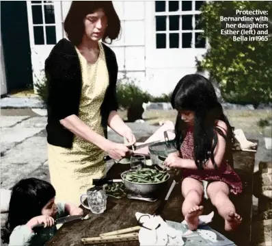  ??  ?? Protective: Bernardine with her daughters Esther (left) and Bella in 1965