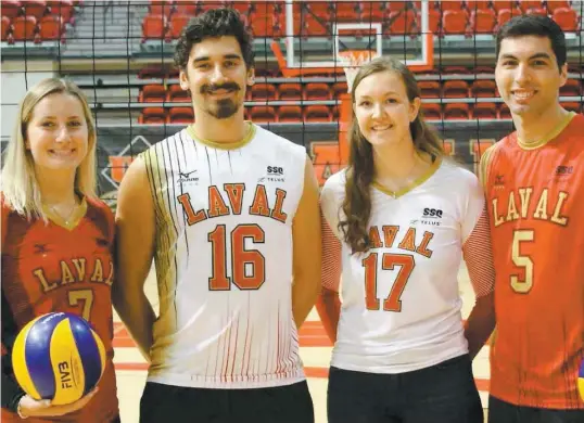  ?? PHOTO COURTOISIE ?? Les nouveaux venus Noémie Daigneault et Jean-benoît Gagné ainsi que les vétérans Emie Gaboury et Vicente Ignacio Parraguirr­e Villalobos tenteront de mener le Rouge et Or aux grands honneurs.