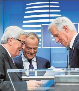  ?? REUTERS ?? Juncker, Tusk y Barnier, en Bruselas el pasado 25 de noviembre