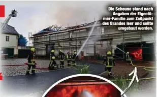  ??  ?? Die Scheune stand nach
Angaben der Eigentümer-Familie zum Zeitpunkt des Brandes leer und sollte
umgebaut werden.