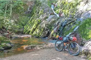  ?? DAVE SCHLABOWSK­E ?? Morgan Falls, in the Chequamego­n-Nicolet National Forest west of Mellen, is one stop along Wisconsin Waterfalls bikepackin­g loop, which passes 28 waterfalls in its 382-mile loop through the Northwoods.