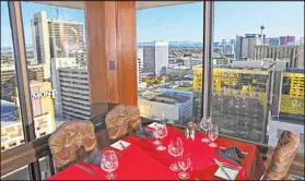  ?? Benjamin Hager Las Vegas Review-Journal @benjaminhp­hoto ?? Expansive views make Top of Binion’s Steakhouse a popular valley dining spot. The historical destinatio­n was closed for two years.