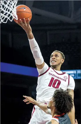  ?? NWA Democrat-Gazette/BEN GOFF ?? Arkansas sophomore Daniel Gafford leads the Razorbacks in their SEC opener at Texas A&amp;M tonight. “We’ve got a lot of things to prove, and we’ve got a lot of basketball to play,” Gafford said.