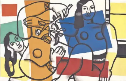  ??  ?? Detail from Léger's 1954 work Two Women Holding Flowers