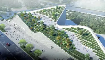  ?? ?? Pesaggio «montuoso»
Il Technology Centre a Xi’an, in Cina, progettato da Stefano Boeri Architetti China