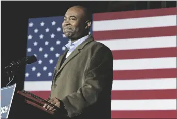  ?? AP PHOTO/RICHARD SHIRO ?? Democratic Senate candidate Jaime Harrison speaks at a watch party in Columbia, S.C., after losing the Senate race in 2020.