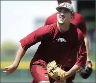  ?? NWA Democrat-Gazette/CHARLIE KAIJO ?? Connor Noland, a right-hander from Greenwood, will start for Arkansas in a College World Series eliminatio­n game against Texas Tech at 1 p.m. today at TD Ameritrade Park in Omaha, Neb.
