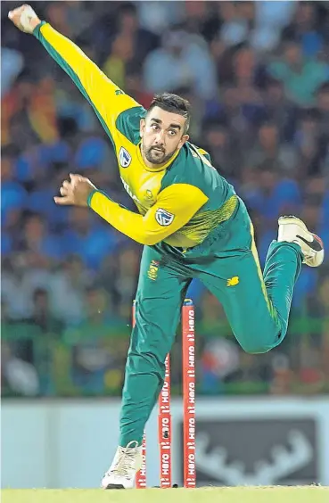  ?? Picture: Gallo Images ?? Tabraiz Shamsi whirled away with skill and intent in Sri Lanka, which bodes well for SA’s limited-overs future.