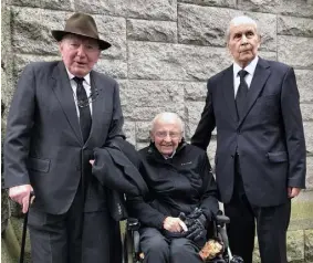  ??  ?? MOURNERS: Left, Taoiseach Leo Varadkar; Above, former ministers in the Cosgrave cabinet (from left) Patrick Cooney, Richie Ryan and Tom O’Donnell; Right, Former Taoiseach John Bruton and his wife Finola; Left, Minister Jimmy Deenihan and Fianna Fail...