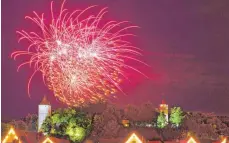  ?? FOTO: FLORIAN ACHBERGER ?? Das Feuerwerk in Biberach am Schützenfr­eitag.