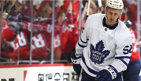  ?? PATRICK SMITH/GETTY IMAGES ?? Leafs defenceman Martin Marincin looks dejected after Toronto’s 3-2 OT loss to Washington in Game One of the Eastern Conference first round.