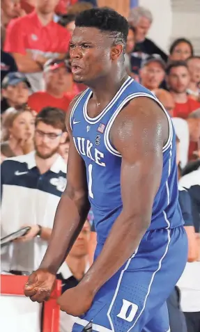  ?? BRIAN SPURLOCK/USA TODAY SPORTS ?? Duke freshman forward Zion Williamson is averaging 19.8 points and 9.4 rebounds.