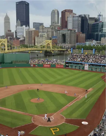  ?? KEVIN OKE PHOTOGRAPH­Y ?? The outfield of Pittsburgh’s PNC Park is framed by the city’s dynamic and vibrant skyline.