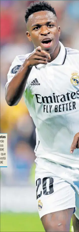  ?? ?? Vinicius celebra uno de sus goles con el Madrid este curso.