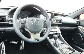  ??  ?? The RC F’s cabin is sporting and the steering wheel feels good.