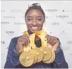  ??  ?? se mantiene en lo más alto de la gimnasia mundial luego de ganar un oro más en su carrera.