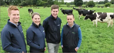  ??  ?? Enda Faulkner – Aurivo Farm Profitabil­ity, Claire Walsh – IFAC, Christophe­r Tuffy- Farmer, Cian Devaney – Teagasc Dairy Advisor.