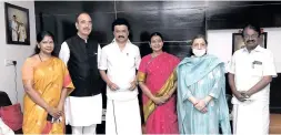  ?? ?? Former union minister and senior Congress leader Ghulam Nabi Azad called on Chief Minister MK Stalin in Chennai on Sunday