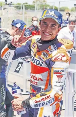  ??  ?? Marc Márquez tras la clasificac­ión del GP de España en Jerez.