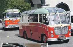  ?? Photograph­s: Iain Ferguson Alba ?? Above: The buses set off on a Hebridean tour. Left: Happy passengers stepping back in time on a vintage bus tour to Mallaig.