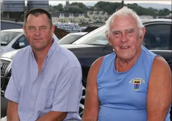  ??  ?? Barry and Noel (Major) Brennan at the Wicklow Swimming Club mid-summer open sea race at Travelahaw­k beach, Wicklow.