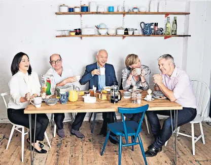  ??  ?? The presenters on the cover of Radio Times, below; (L-R) Mishal Husain, Nick Robinson, John Humphrys, Sarah Montague and Justin Webb