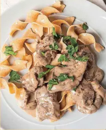  ?? [PHOTO BY GORAN KOSANOVIC, FOR THE WASHINGTON POST] ?? This Mushroom and Beef Stroganoff is from a recipe by Ellie Krieger.