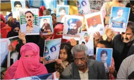  ??  ?? A march from Quetta in Balochista­n to the Pakistani capital, Islamabad, in late 2013 to highlight the plight of the missing