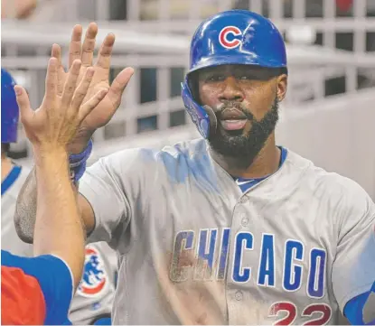  ?? JOHN AMIS/AP ?? Jason Heyward was put on the 10-day disabled list after injuring his right hamstring Thursday night in Atlanta.