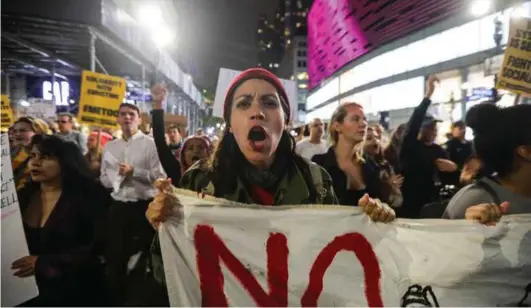  ?? FOTO: NTB SCANPIX ?? Også på Times Square i New York var demonstras­jonene markante.