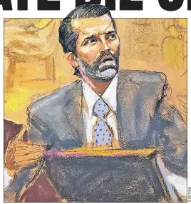  ?? ?? BIG FAN: Don Jr. gushes about his father’s business on the stand in Manhattan Supreme Court Monday, as part of a $250M fraud case.