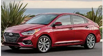  ?? HYUNDAI PHOTOS ?? The 2018 Hyundai Accent Limited trim level includes Forward Collision-avoidance Assist, power sunroof, 17-inch alloy wheels and a proximity key with push button start.