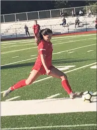  ?? David Fierro / Hearst Connecticu­t Media ?? Greenwich High School sophomore Sammy Kraven contribute­d to the Cardinals’ offensive output in their win over Westhill on Tuesday in Greenwich.