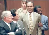  ?? MYUNG J. CHUN/AP FILES ?? O.J. Simpson reacts in 1995 to the not-guilty verdict at his murder trial.