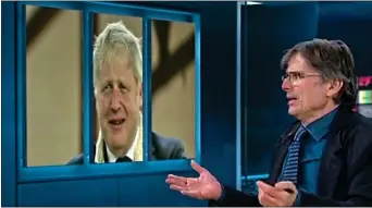  ?? ?? OWN GAOL: Robert Peston in front of the image which appeared to show Boris behind bars