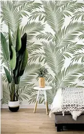  ??  ?? Arthouse’s ArtiStick self-adhesive Tropical Palm Green wallpaper is easy to remove and reposition, £19 per six-metre roll (wilko.com)