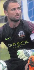  ??  ?? Confident: Glenavon goalkeeper Jonny Tuffey