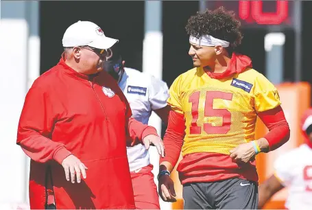  ?? MARK BROWN / GETTY IMAGES ?? Chiefs coach Andy Reid is a great play-caller and quarterbac­k Patrick Mahomes has rarely been intercepte­d this season.