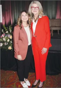  ?? (NWA Democrat-Gazette/Carin Schoppmeye­r) ?? Autumn Lilly, Saving Grace alumna (left) and Susan Goss stand for a photo at the Butterflie­s & Blooms luncheon March 28.