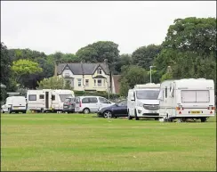  ??  ?? An illegal traveller encampment in Herne Bay’s Memorial Park and the mess left behind