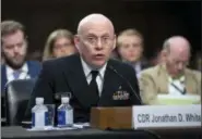  ?? J. SCOTT APPLEWHITE — THE ASSOCIATED PRESS ?? Federal Health Coordinati­ng Official for the 2018 UAC Reunificat­ion Effort Cmdr. Jonathan White testifies Tuesday on Capitol Hill.