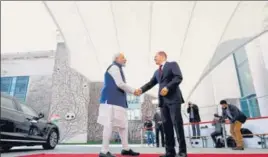  ?? AP ?? German Chancellor Olaf Scholz greets Prime Minister Narendra Modi in Berlin on Monday.