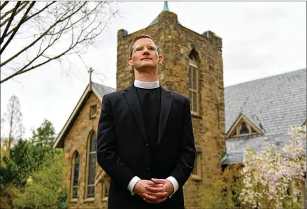  ?? MARVIN JOSEPH / WASHINGTON POST ?? Jadon Hartsuff, rector of All Souls Episcopal Church in Washington, D.C., has fully recovered from COVID-19. He would like to volunteer for research studies, including the National COVID-19 Convalesce­nt Plasma Project, but hasn’t gotten a response.