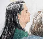  ?? — Reuters ?? Day in court: A drawing of Meng at her Supreme Court bail hearing in Vancouver.