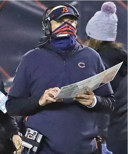  ?? JONATHAN DANIEL/GETTY IMAGES ?? Matt Nagy gave up his play-calling duties after nine games last season but is taking them back.