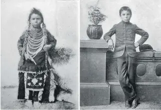  ?? DEPARTMENT
OF INDIAN AFFAIRS ANNUAL REPORT, 1897 LIBRARY AND ARCHIVES CANADA ?? Undated before and after photos of young Thomas Moore at the Regina Indian Industrial School.